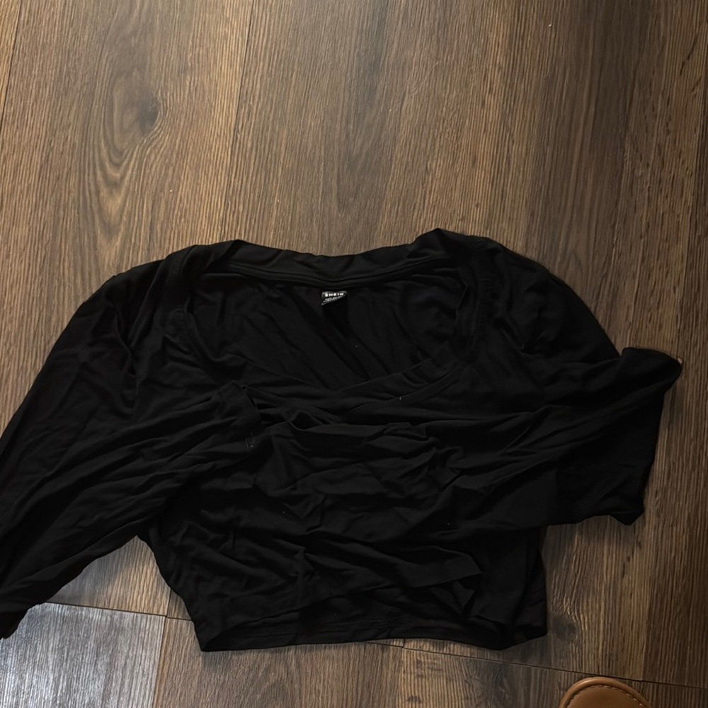 SHEIN Black Ruched Blouse